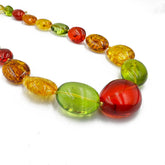 Multi-Color Amber Nuggets Beads Necklace 14k Gold Plated